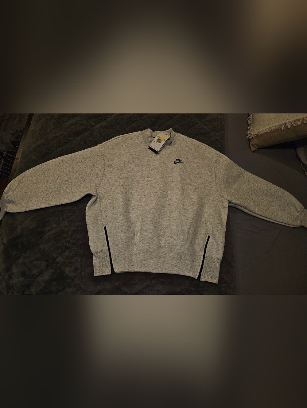 Nike Women’s Light Heather Gray Crewneck Sweatshirt with Chest Logo